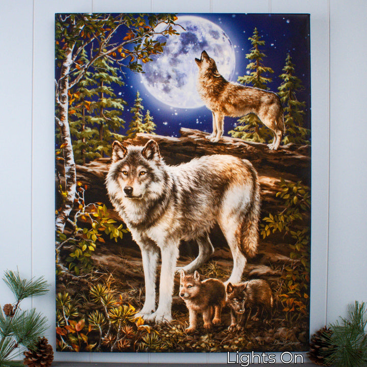 The Wolf Pack 18x24 Fully Illuminated LED Wall Art