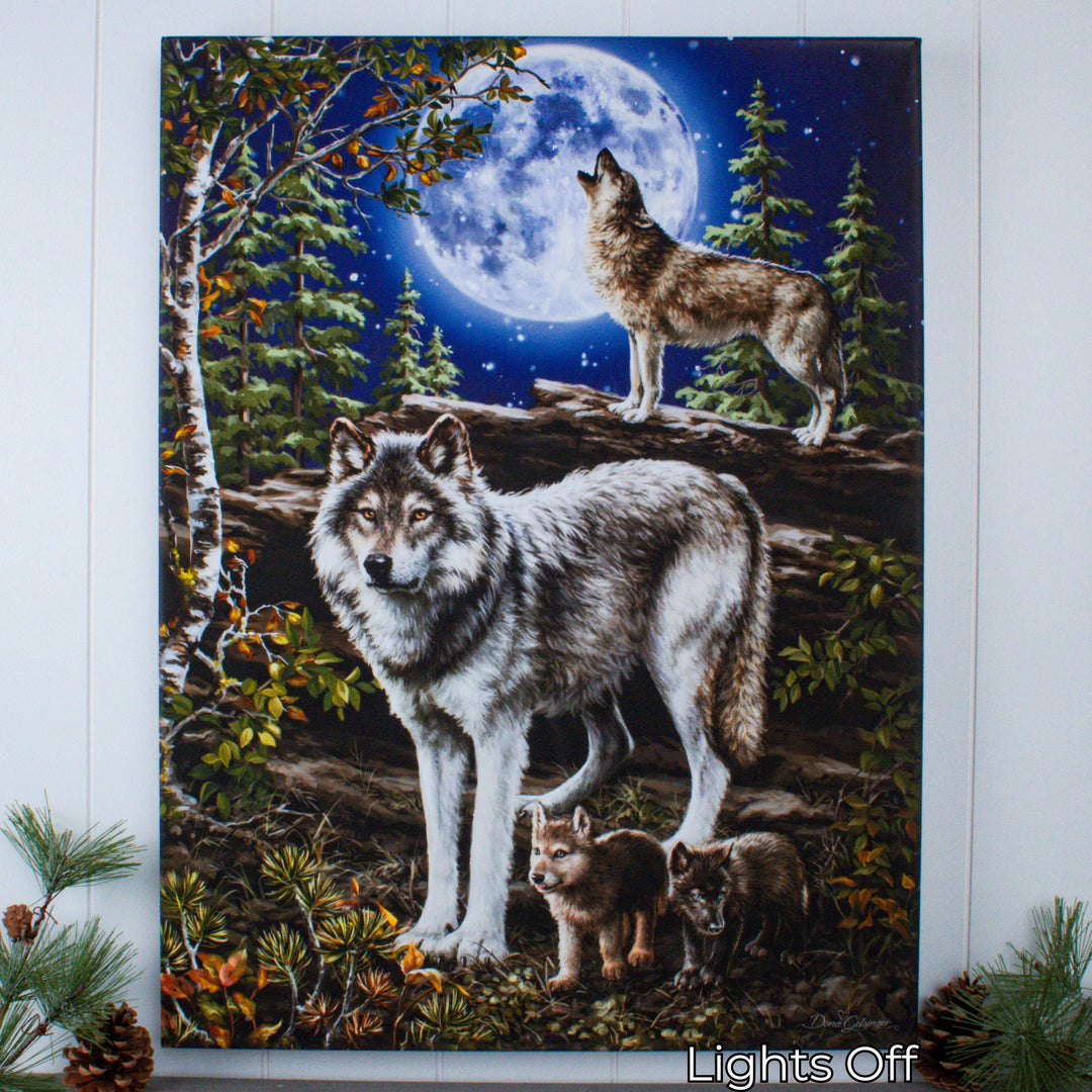 The Wolf Pack 18x24 Fully Illuminated LED Wall Art