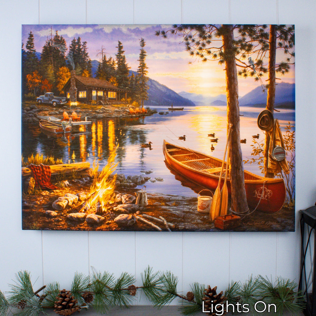 Mountain Retreat 18x24 Fully Illuminated LED Wall Art