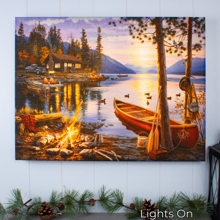 Mountain Retreat 18x24 Fully Illuminated LED Wall Art