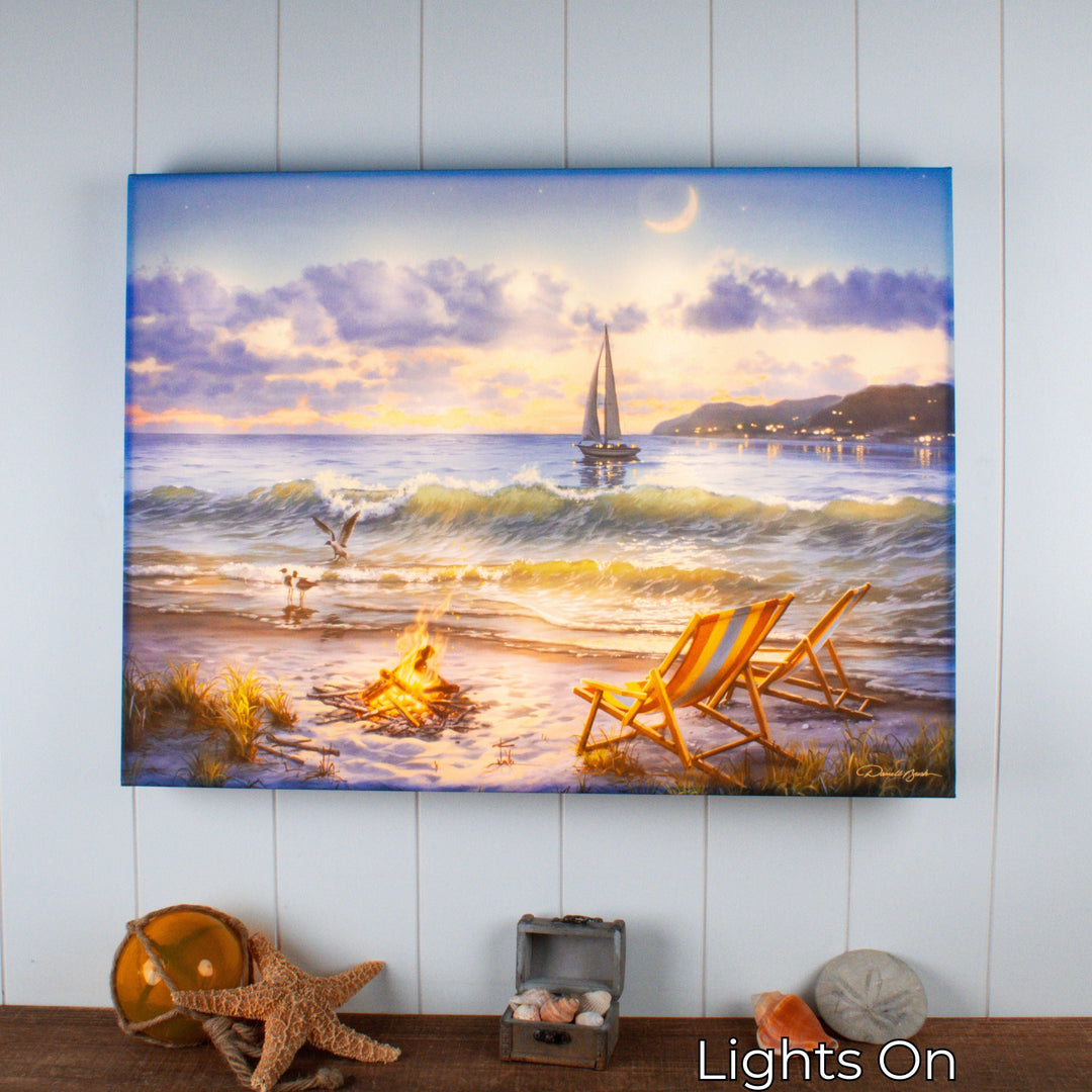 Beach 18x24 Fully Illuminated LED Wall Art, handcrafted Christmas gift, Grande Place, Lancaster County PA