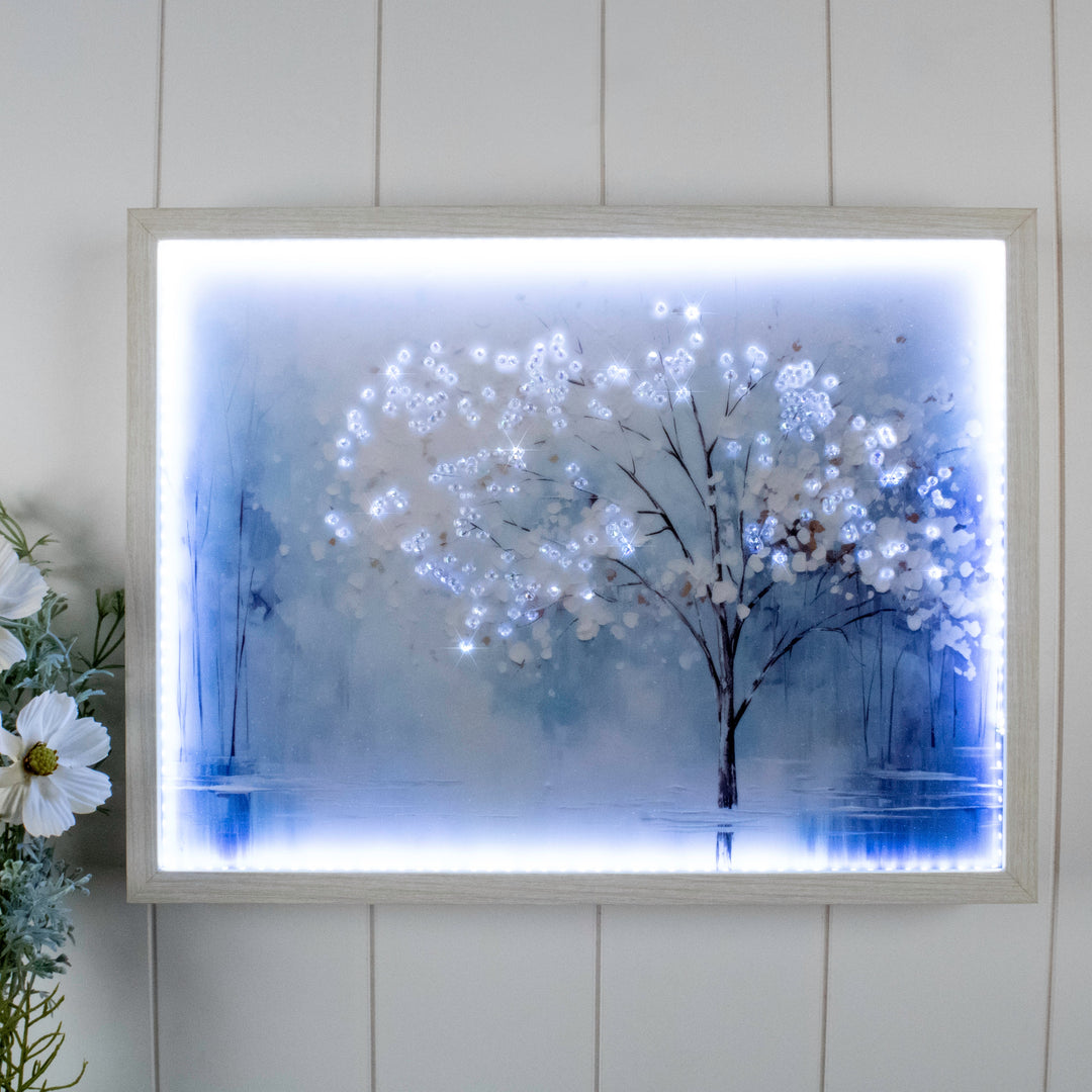 Blue Wonder 12x16 Jeweled Halo Glow LED Art, handcrafted Christmas gift, Grande Place, Lancaster County PA