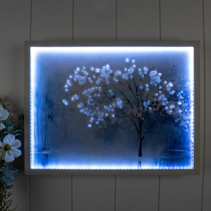 Blue Wonder 12x16 Jeweled Halo Glow LED Art