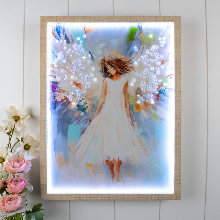 Amazing Grace 12x16 Jeweled Halo Glow LED Art, handcrafted Christmas gift, Grande Place, Lancaster County PA