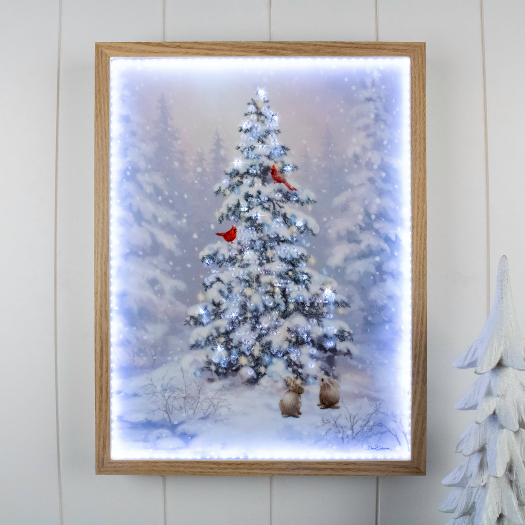 Woodland Christmas 12x16 Jeweled Halo Glow LED Art, handcrafted Christmas gift, Grande Place, Lancaster County PA