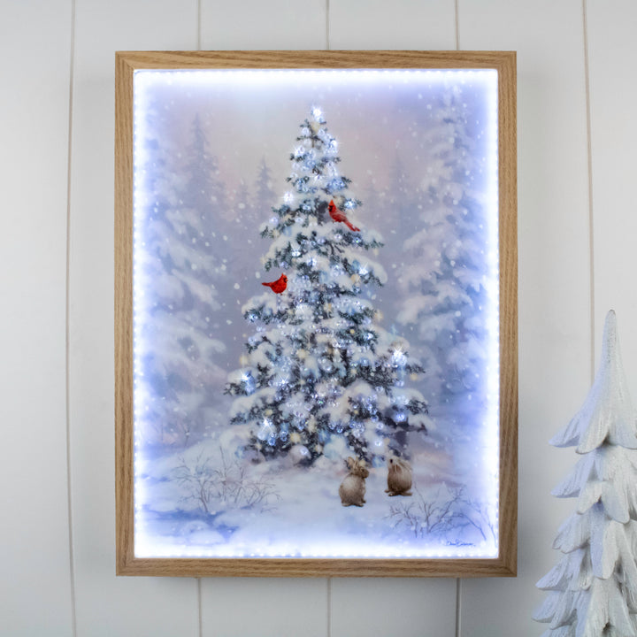 Woodland Christmas 12x16 Jeweled Halo Glow LED Art, handcrafted Christmas gift, Grande Place, Lancaster County PA