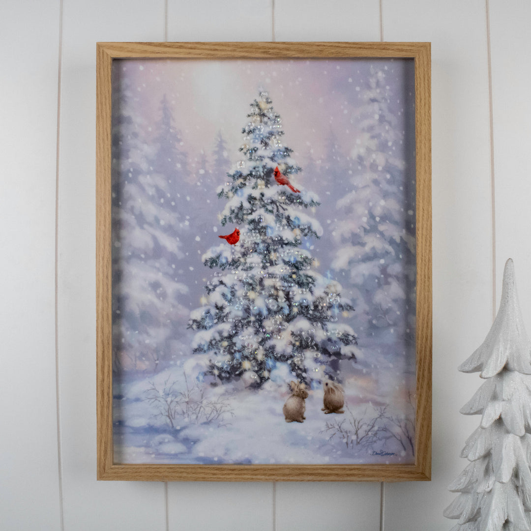 Woodland Christmas 12x16 Jeweled Halo Glow LED Art