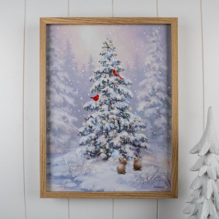 Woodland Christmas 12x16 Jeweled Halo Glow LED Art