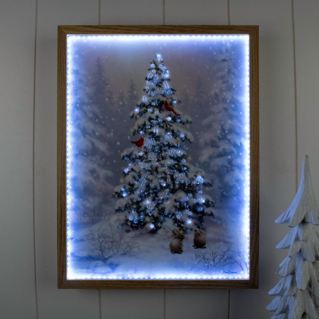 Woodland Christmas 12x16 Jeweled Halo Glow LED Art