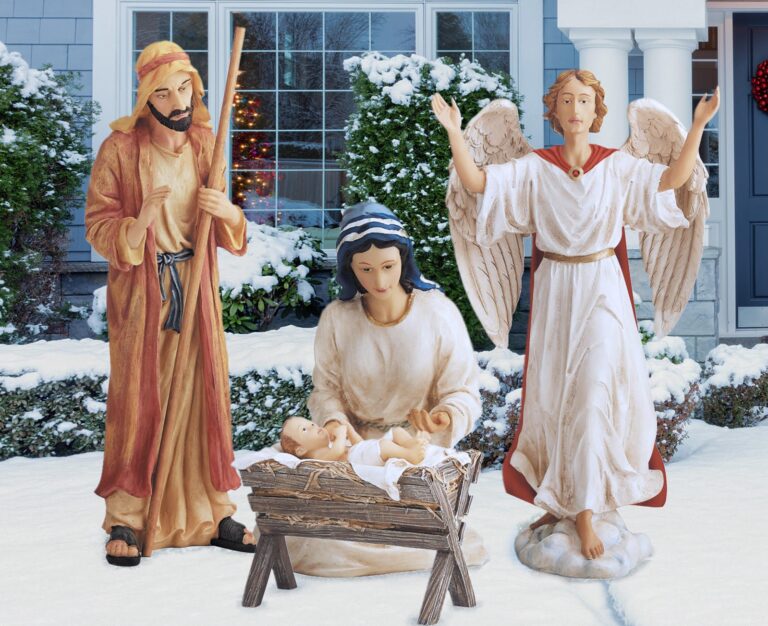 Real Life Outdoor Nativity - Holy Family with Angel - 4 pc set, handcrafted Christmas gift, Grande Place, Lancaster County PA