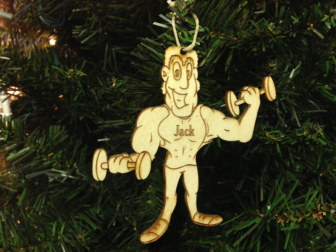 Weight Lifting personalized Christmas ornament