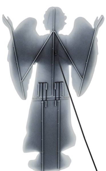 Back of Angel, showing the new Anti-Rust Electroplate Coating. All Outdoor Nativities are now electroplated with a durable anti-rust coating that covers 100% of the metal surface and shields the pieces from rust and corrosion