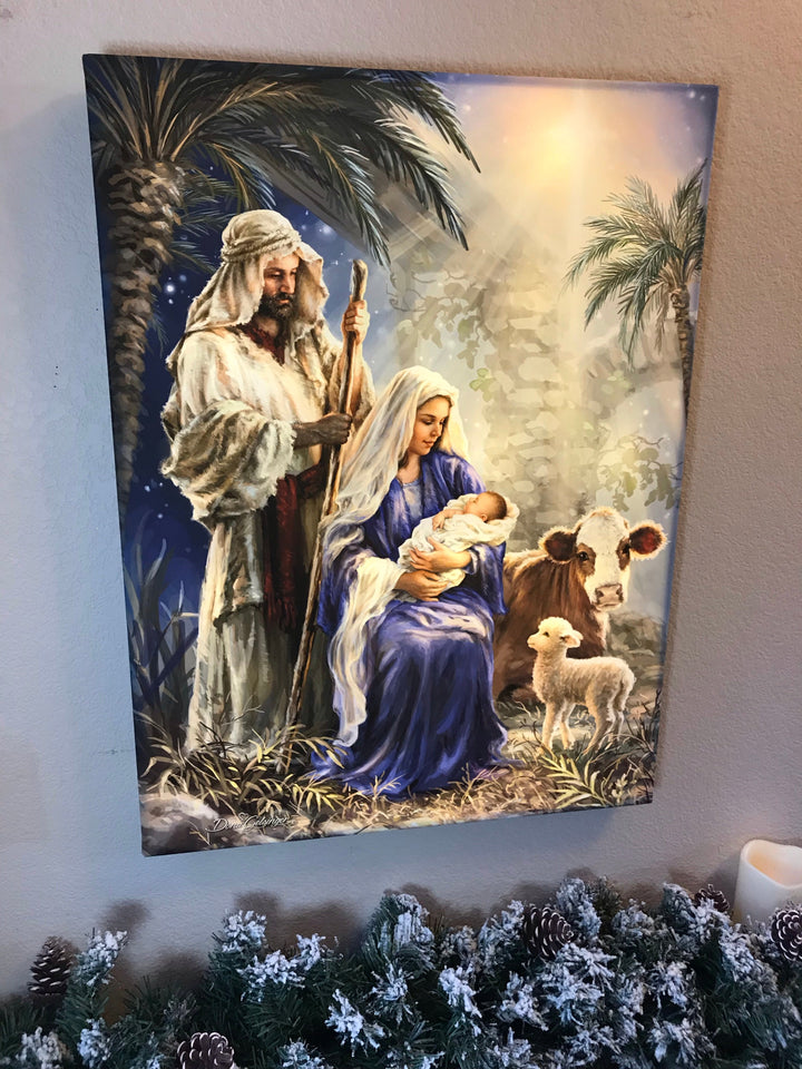 Holy Night 18x24 Fully Illuminated LED Wall Art, handcrafted Christmas gift, Grande Place, Lancaster County PA