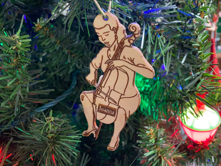 Cellist 3 personalized Christmas ornament