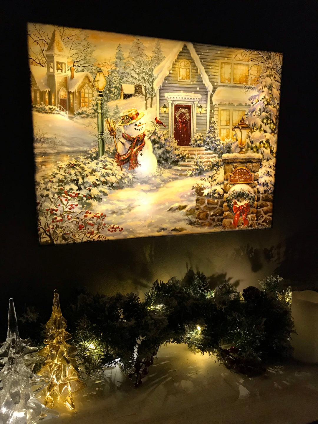 Silent Night Lane 18x24 Fully Illuminated LED Wall Art