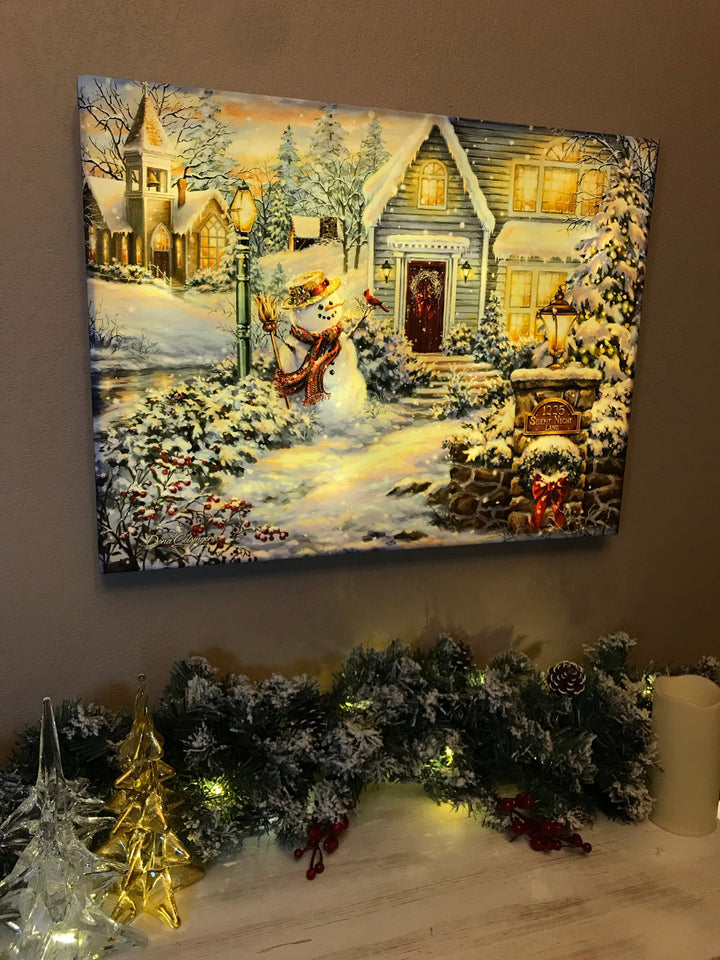 Silent Night Lane 18x24 Fully Illuminated LED Wall Art