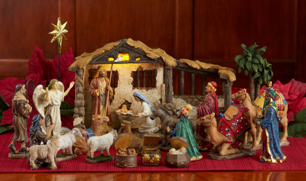 The Full Real Life Nativity Creche - Indoor, handcrafted Christmas gift, Grande Place, Lancaster County PA
