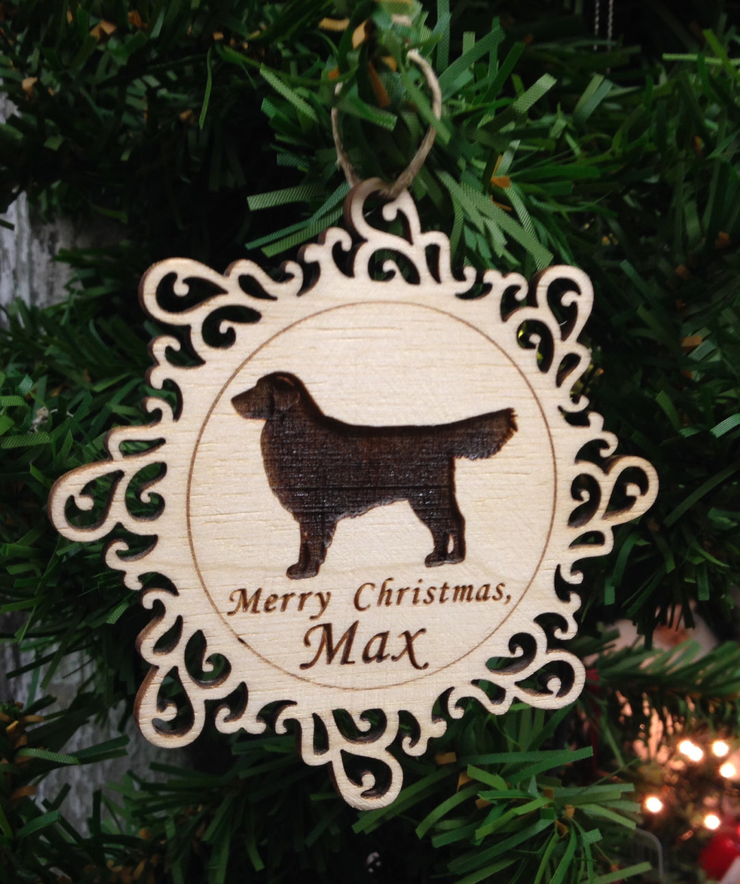 Dog Breed Personalized Christmas Ornament, handcrafted Christmas gift, Grande Place, Lancaster County PA