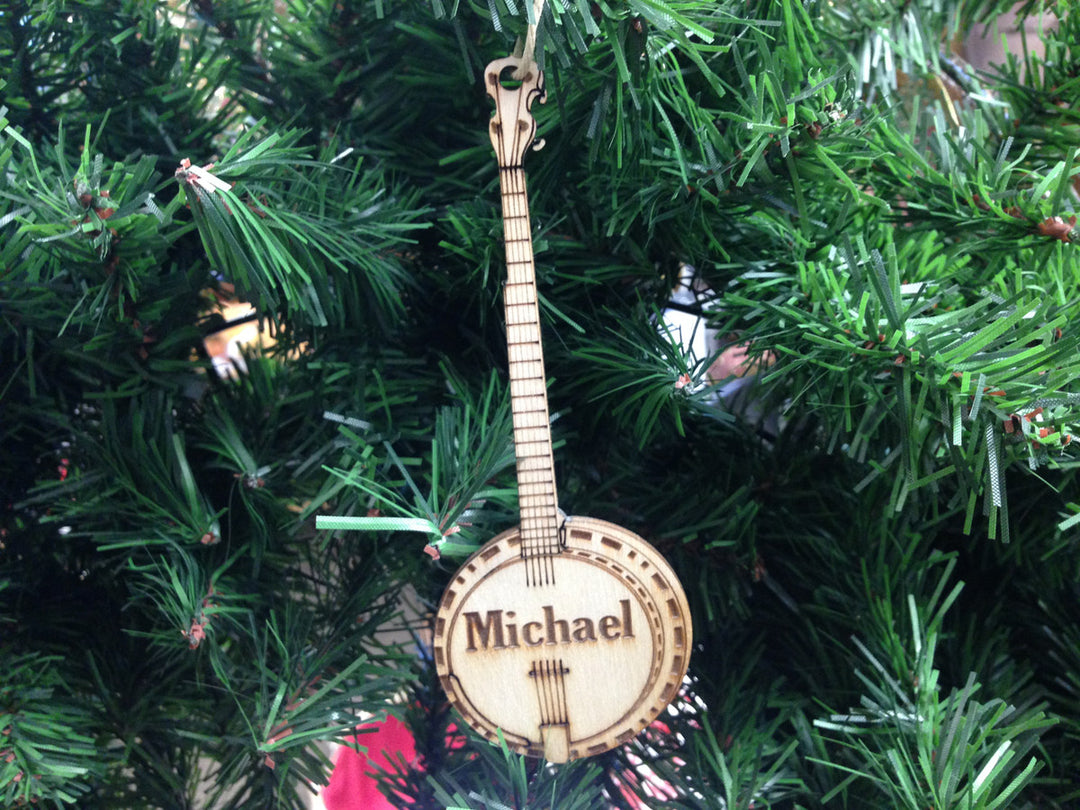 Banjo personalized Christmas ornament