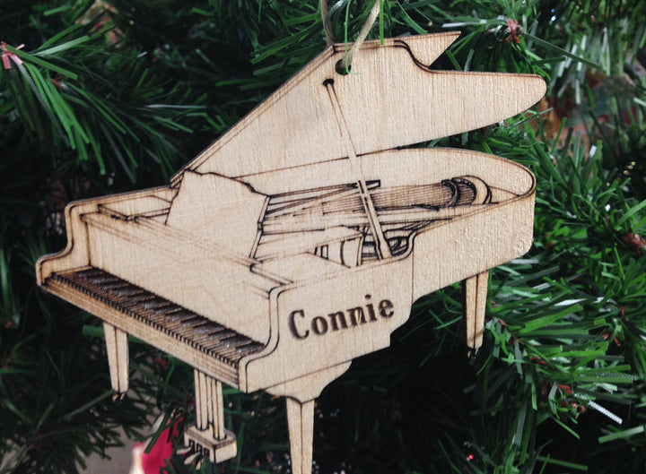Piano personalized Christmas ornament