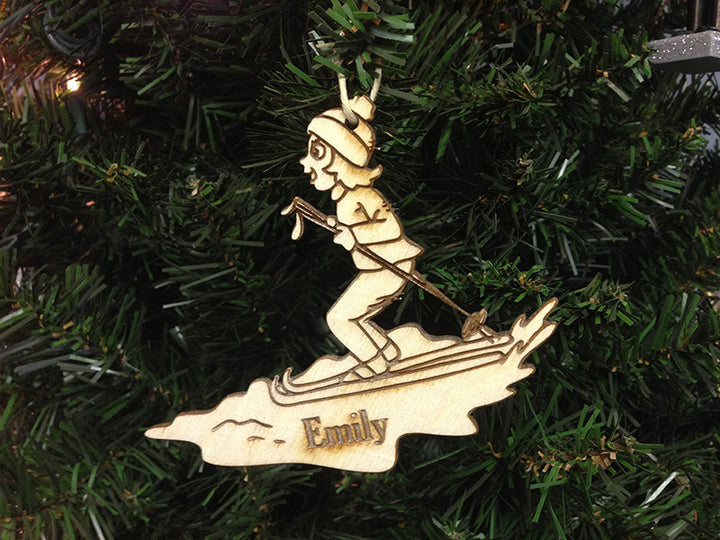 Skier 3 personalized Christmas ornament