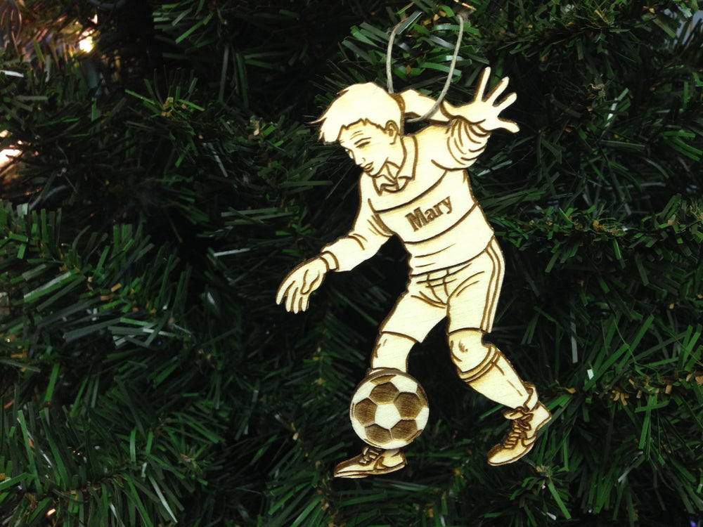 Soccer 2 personalized Christmas ornament