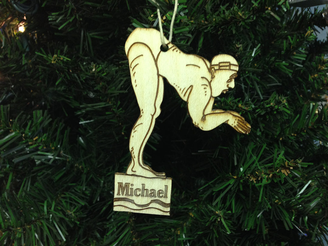 Swimming 2 personalized Christmas ornament