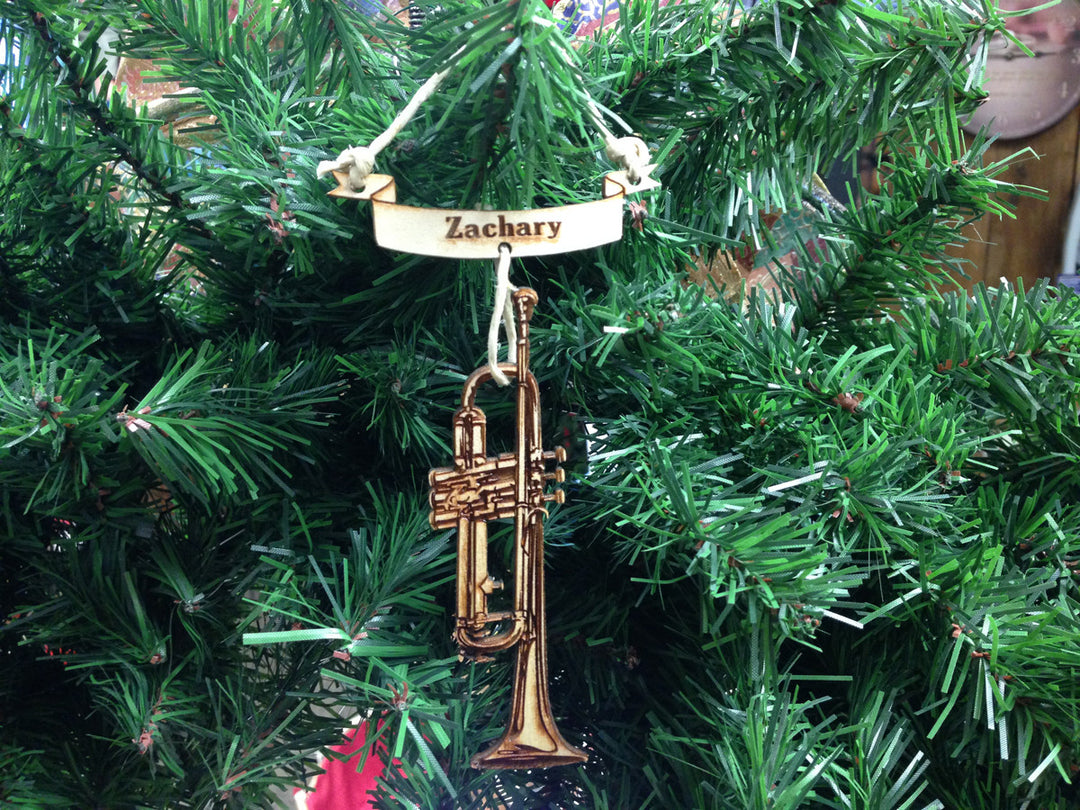 Trumpet personalized Christmas ornament