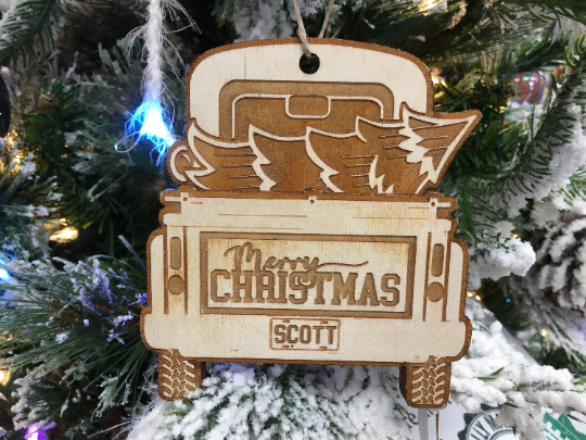 Antique Pickup Truck Gift Card Holder Personalized Christmas Ornament