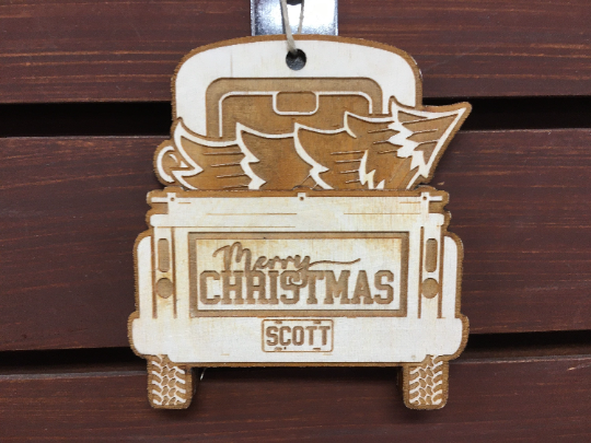 Antique Pickup Truck Gift Card Holder Personalized Christmas Ornament