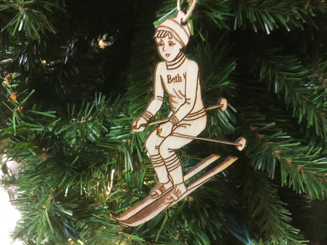 Skier 1, handcrafted Christmas gift, Grande Place, Lancaster County PA