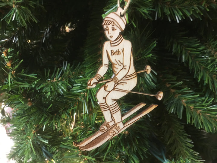 Skier 1 personalized Christmas ornament
