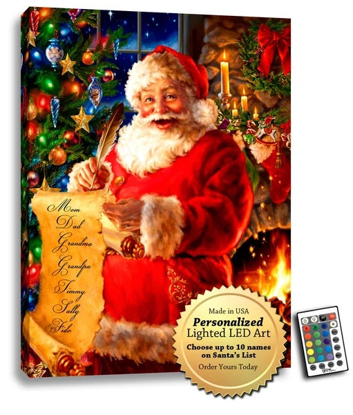 Personalized Lighted LED Art -- Santa’s List, handcrafted Christmas gift, Grande Place, Lancaster County PA