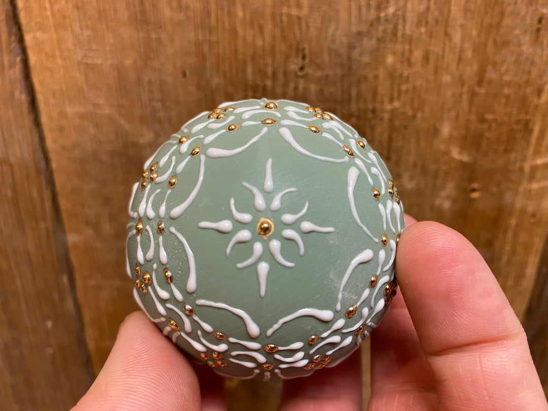 Victorian Green and Gold Porcelain Ornament