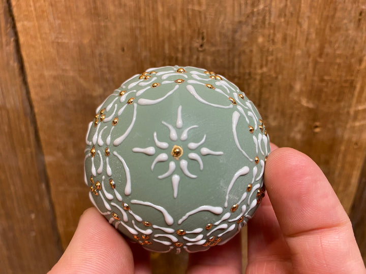 Victorian Green and Gold Porcelain Ornament