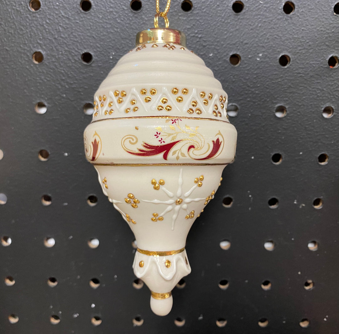 Victorian Burgundy, Ivory and Gold Porcelain Ornament