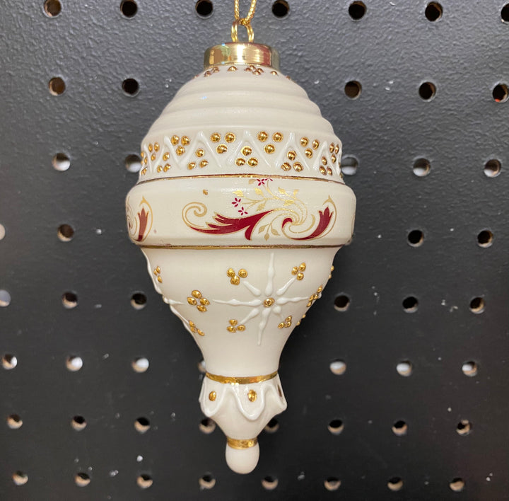Victorian Burgundy, Ivory and Gold Porcelain Ornament