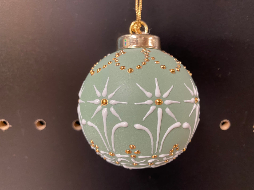 Victorian Green and Gold Porcelain Ornament