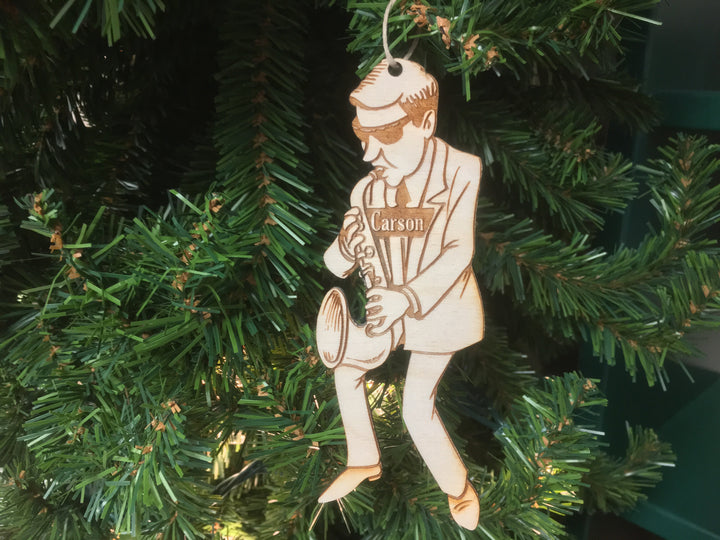 Saxophonist 1 personalized Christmas ornament