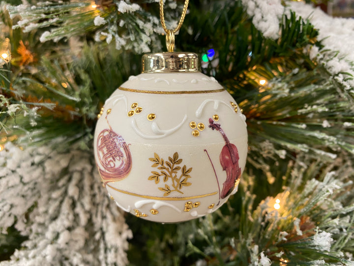 Victorian Music Instruments Porcelain Ornament, handcrafted Christmas gift, Grande Place, Lancaster County PA