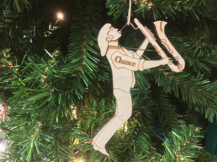 Saxophonist 5 personalized Christmas ornament