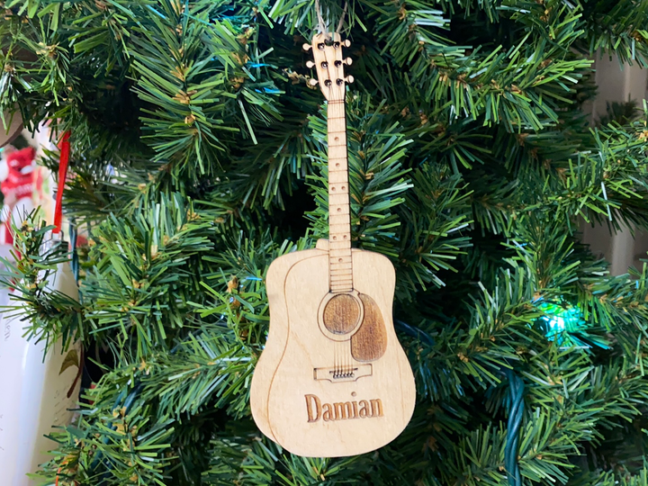 Acoustic Guitar personalized Christmas ornament