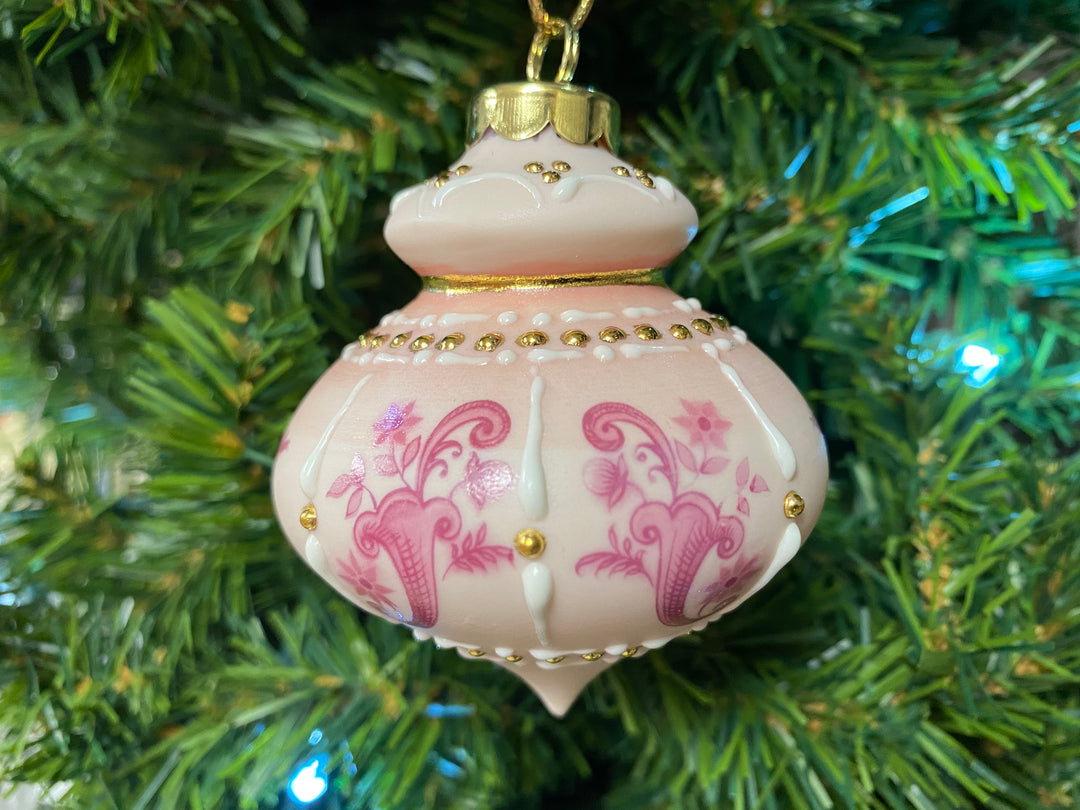 Victorian Pink and Gold Porcelain Ornament