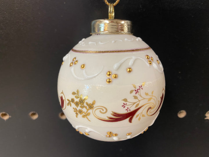 Married 2021 Victorian Burgundy, Ivory and Gold Porcelain Ornament