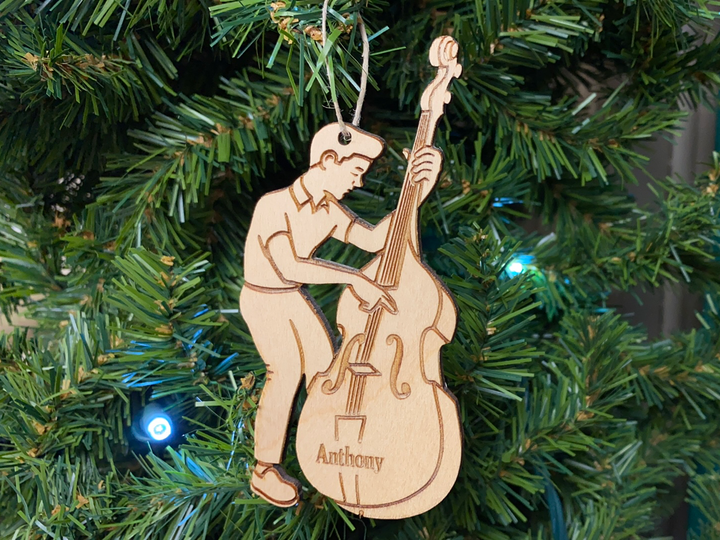 Bass Player 2 personalized Christmas ornament
