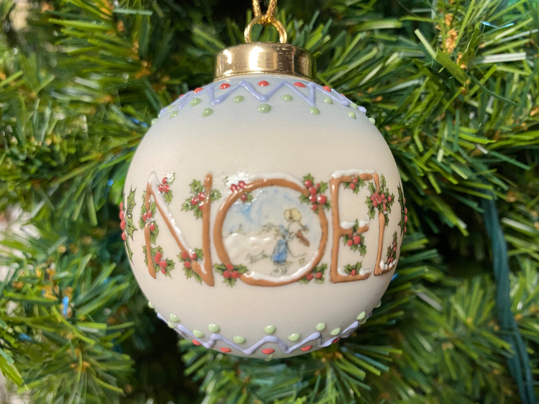 Noel Porcelain Ornament, handcrafted Christmas gift, Grande Place, Lancaster County PA
