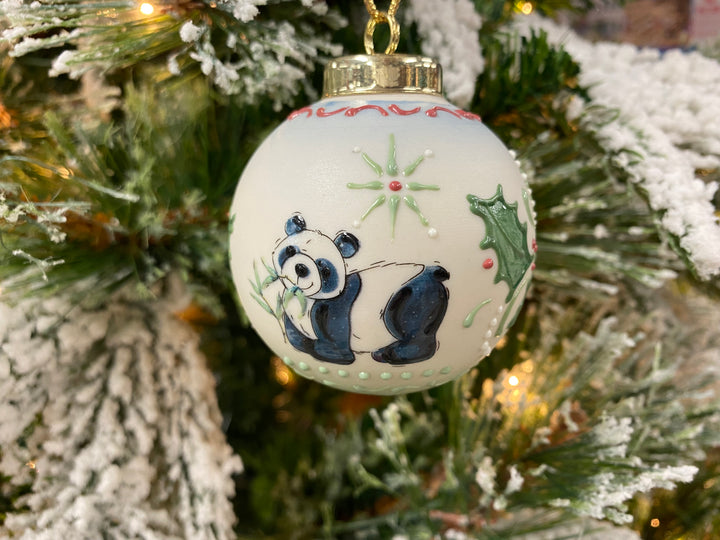 Panda Porcelain Ornament, handcrafted Christmas gift, Grande Place, Lancaster County PA