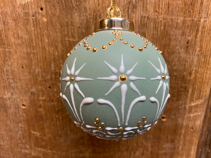 Victorian Green and Gold Porcelain Ornament