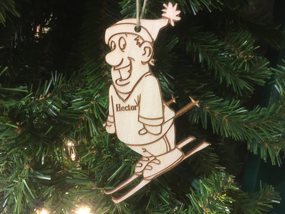 Skier 2 personalized Christmas ornament