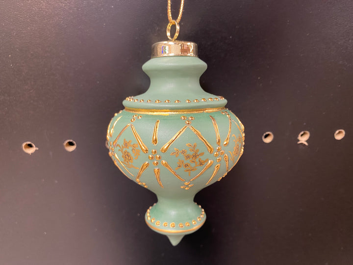 Victorian Green and Gold Porcelain Ornament
